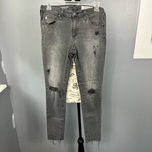 AG Goldschied The Legging Ankle black distressed supper skinny jeans w/ pockets